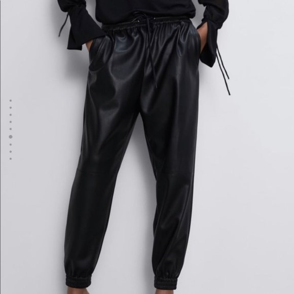 Bnwt Zara Faux Leather Joggers 